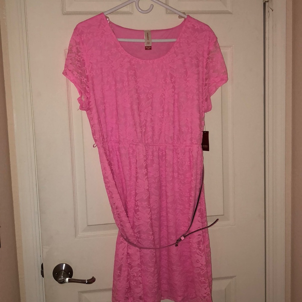 NWT bubble gum pink lace skater dress